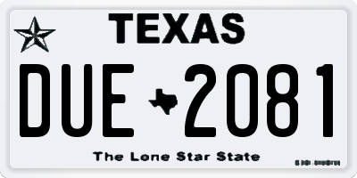TX license plate DUE2081