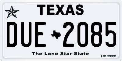 TX license plate DUE2085