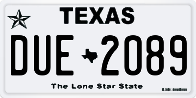 TX license plate DUE2089