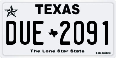 TX license plate DUE2091