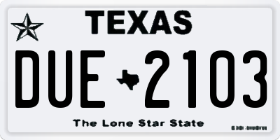 TX license plate DUE2103