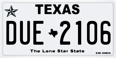 TX license plate DUE2106