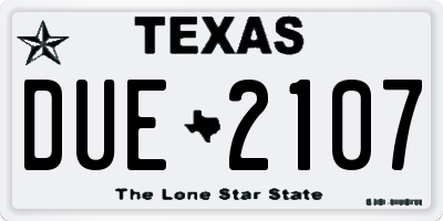 TX license plate DUE2107