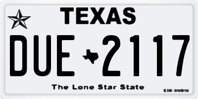 TX license plate DUE2117