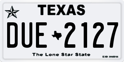 TX license plate DUE2127