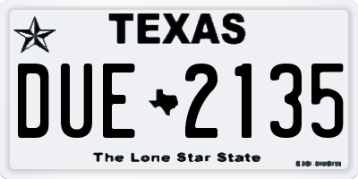 TX license plate DUE2135