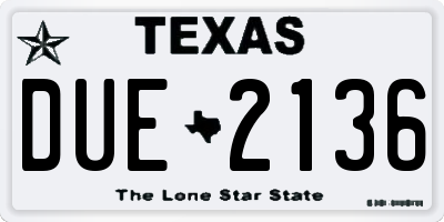 TX license plate DUE2136