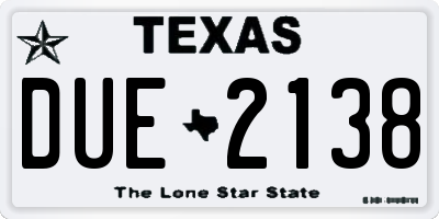 TX license plate DUE2138