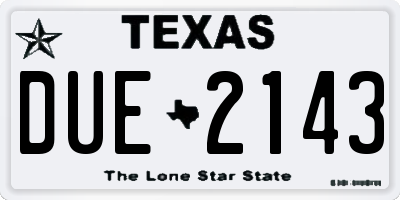 TX license plate DUE2143