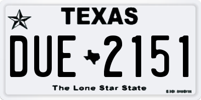 TX license plate DUE2151