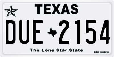 TX license plate DUE2154