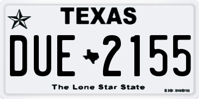TX license plate DUE2155