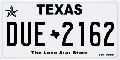 TX license plate DUE2162