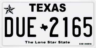 TX license plate DUE2165