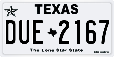 TX license plate DUE2167