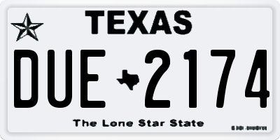 TX license plate DUE2174