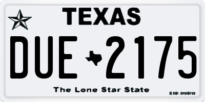 TX license plate DUE2175