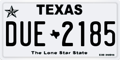TX license plate DUE2185
