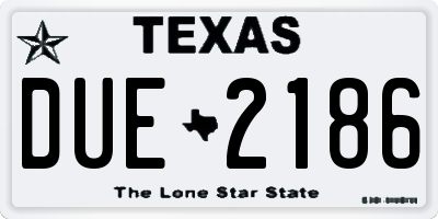 TX license plate DUE2186