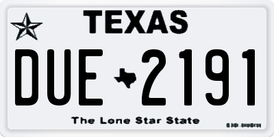 TX license plate DUE2191