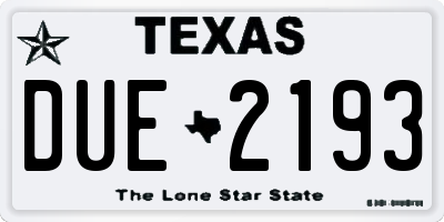 TX license plate DUE2193