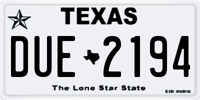TX license plate DUE2194