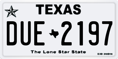 TX license plate DUE2197