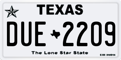 TX license plate DUE2209