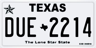 TX license plate DUE2214