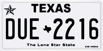 TX license plate DUE2216