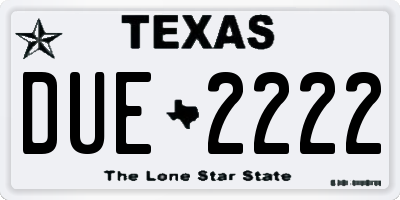 TX license plate DUE2222