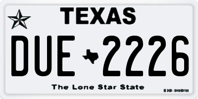 TX license plate DUE2226
