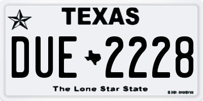 TX license plate DUE2228