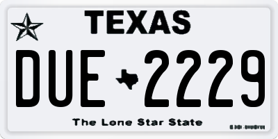 TX license plate DUE2229