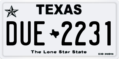 TX license plate DUE2231