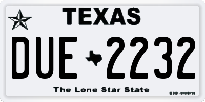 TX license plate DUE2232