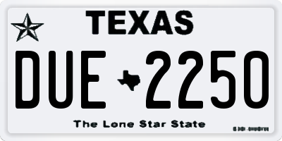 TX license plate DUE2250