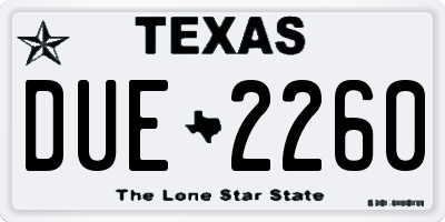 TX license plate DUE2260