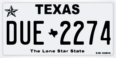 TX license plate DUE2274