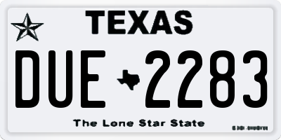 TX license plate DUE2283