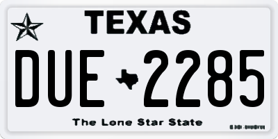 TX license plate DUE2285