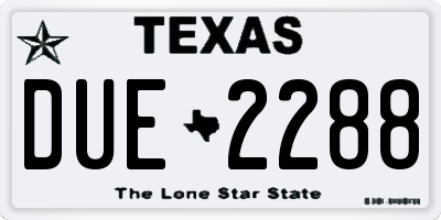 TX license plate DUE2288