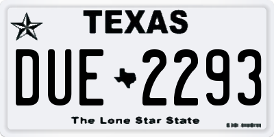 TX license plate DUE2293