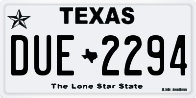 TX license plate DUE2294