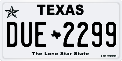 TX license plate DUE2299