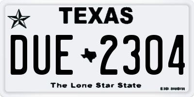 TX license plate DUE2304