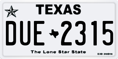 TX license plate DUE2315