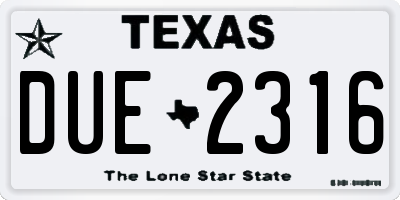 TX license plate DUE2316