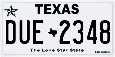 TX license plate DUE2348