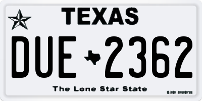 TX license plate DUE2362